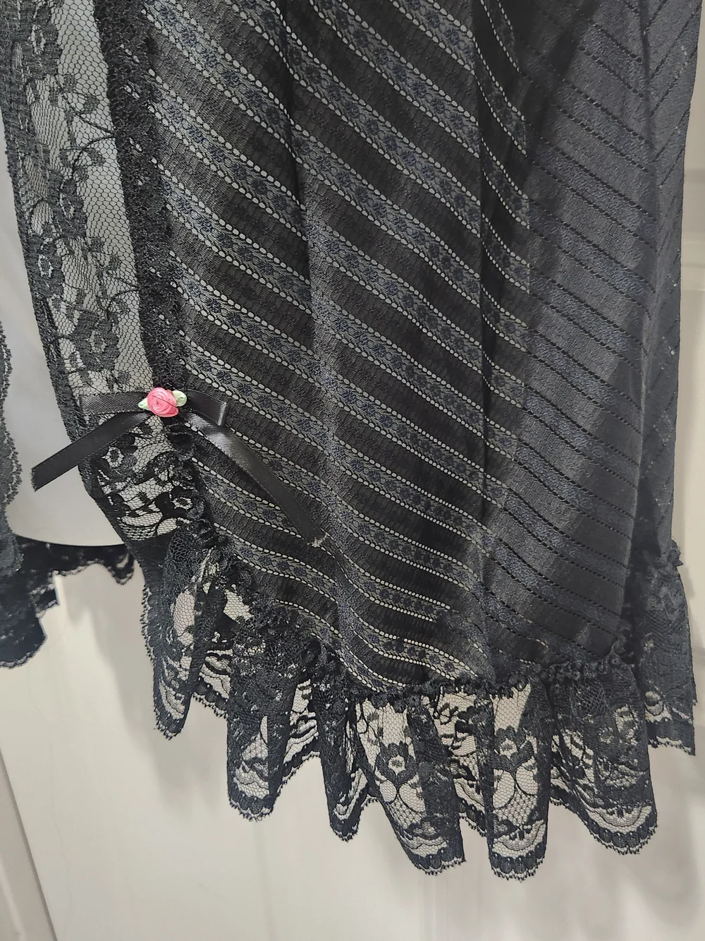 Elegant Black Lace Kimono Robe with Tie-Front